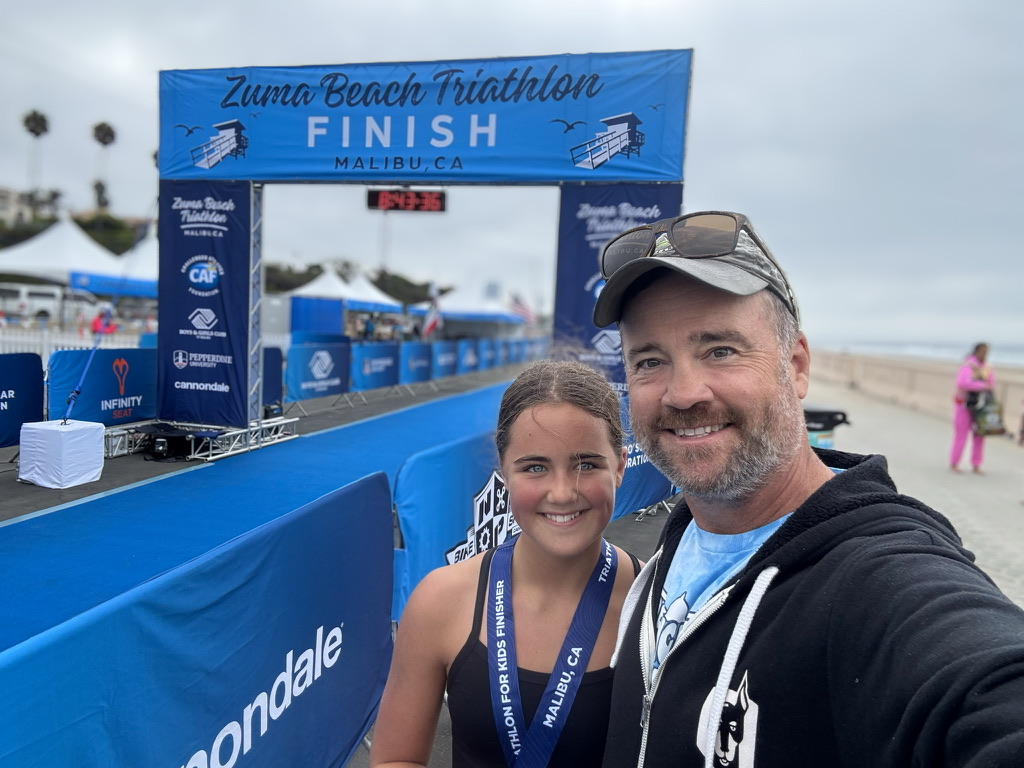 Craig W. Irwin at the Zuma Beach Triathlon finish line